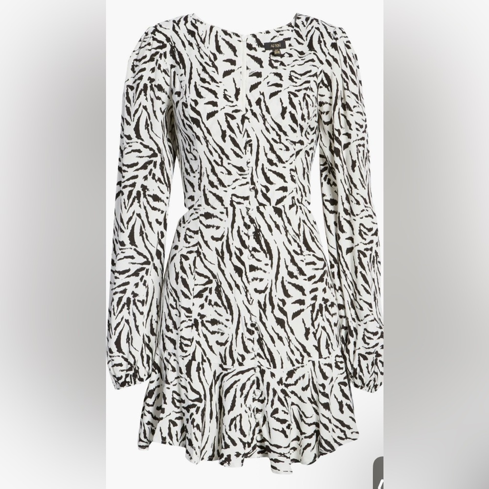 AFRM Monna Side Cutout Long-sleeved Zebra Dress